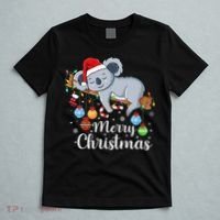Koalalala Cute Koala Bear santa hat funny Christmas koala T-Shirt thumb 5
