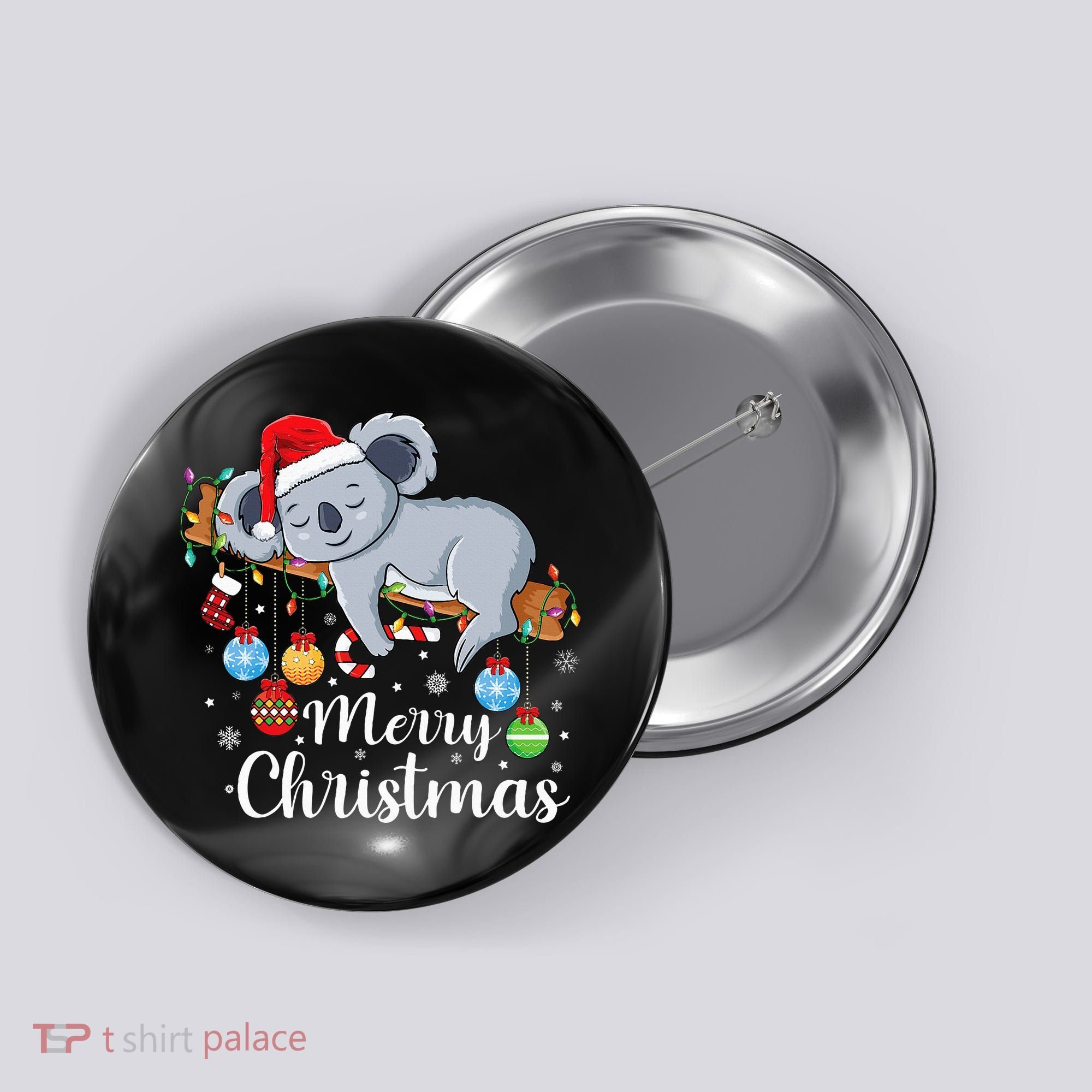 Koalalala Cute Koala Bear santa hat funny Christmas koala Button
