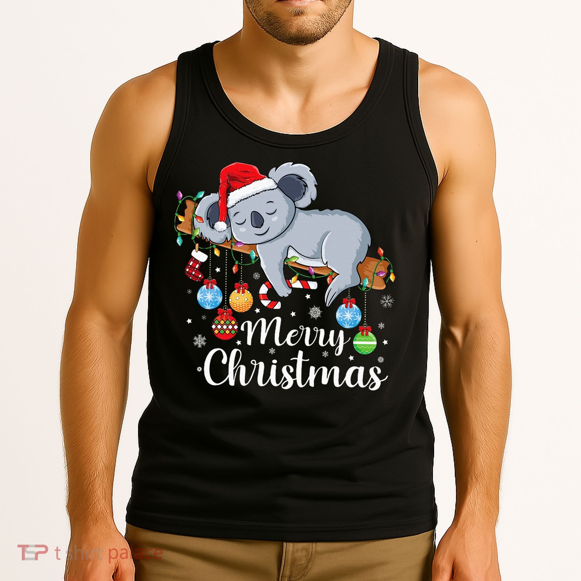 Koalalala Cute Koala Bear santa hat funny Christmas koala Tank Top
