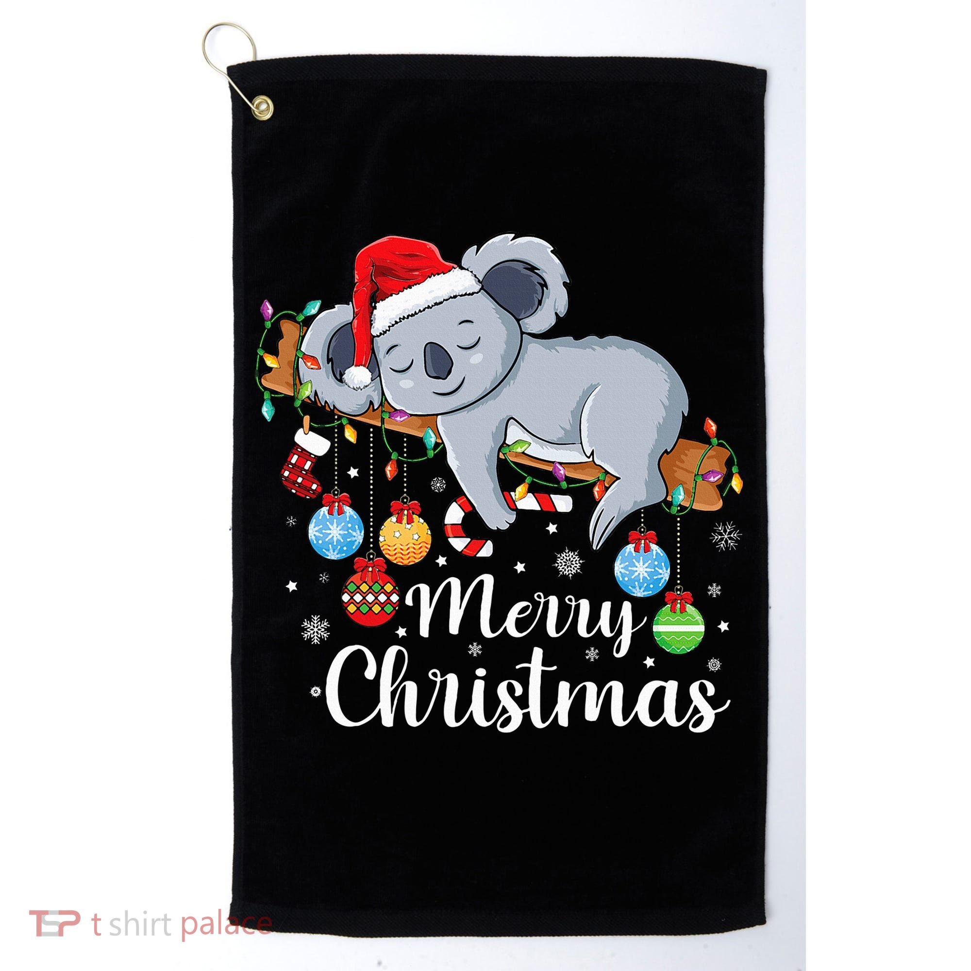 Koalalala Cute Koala Bear santa hat funny Christmas koala Golf Towel