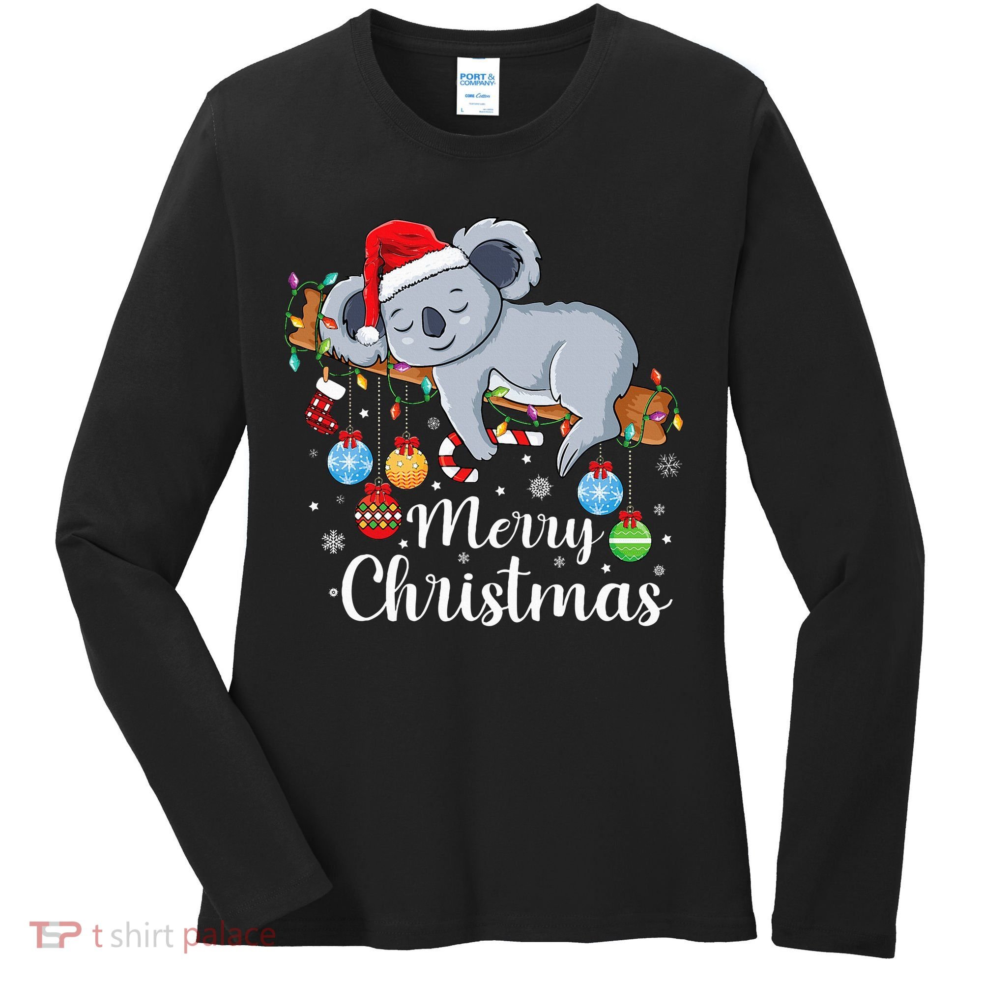 Koalalala Cute Koala Bear santa hat funny Christmas koala Women's Long Sleeve Shirt