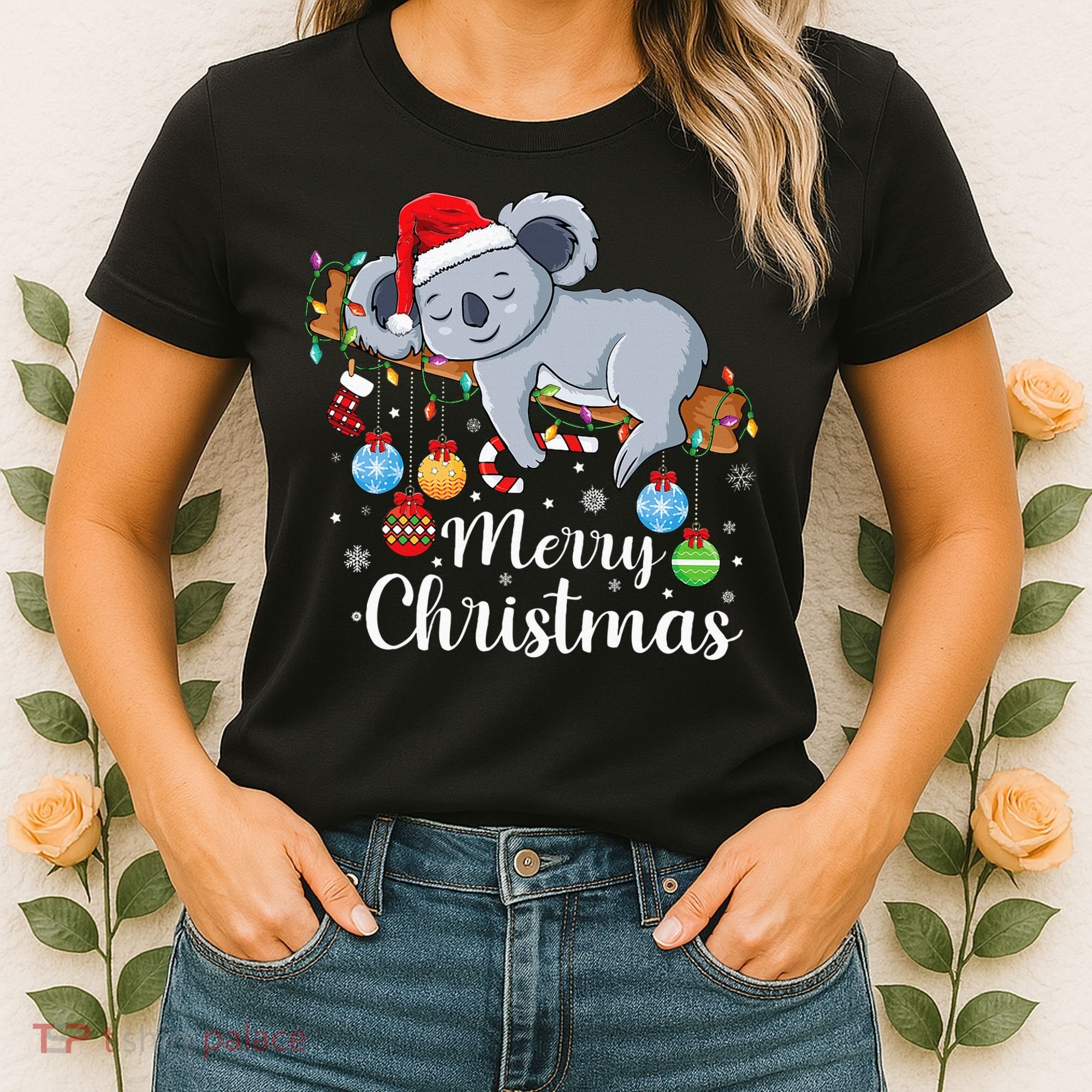 Koalalala Cute Koala Bear santa hat funny Christmas koala Women's T-Shirt