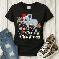 Koalalala Cute Koala Bear santa hat funny Christmas koala Women's T-Shirt thumb 3