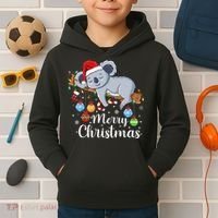 Koalalala Cute Koala Bear santa hat funny Christmas koala Kids Hoodie thumb 2