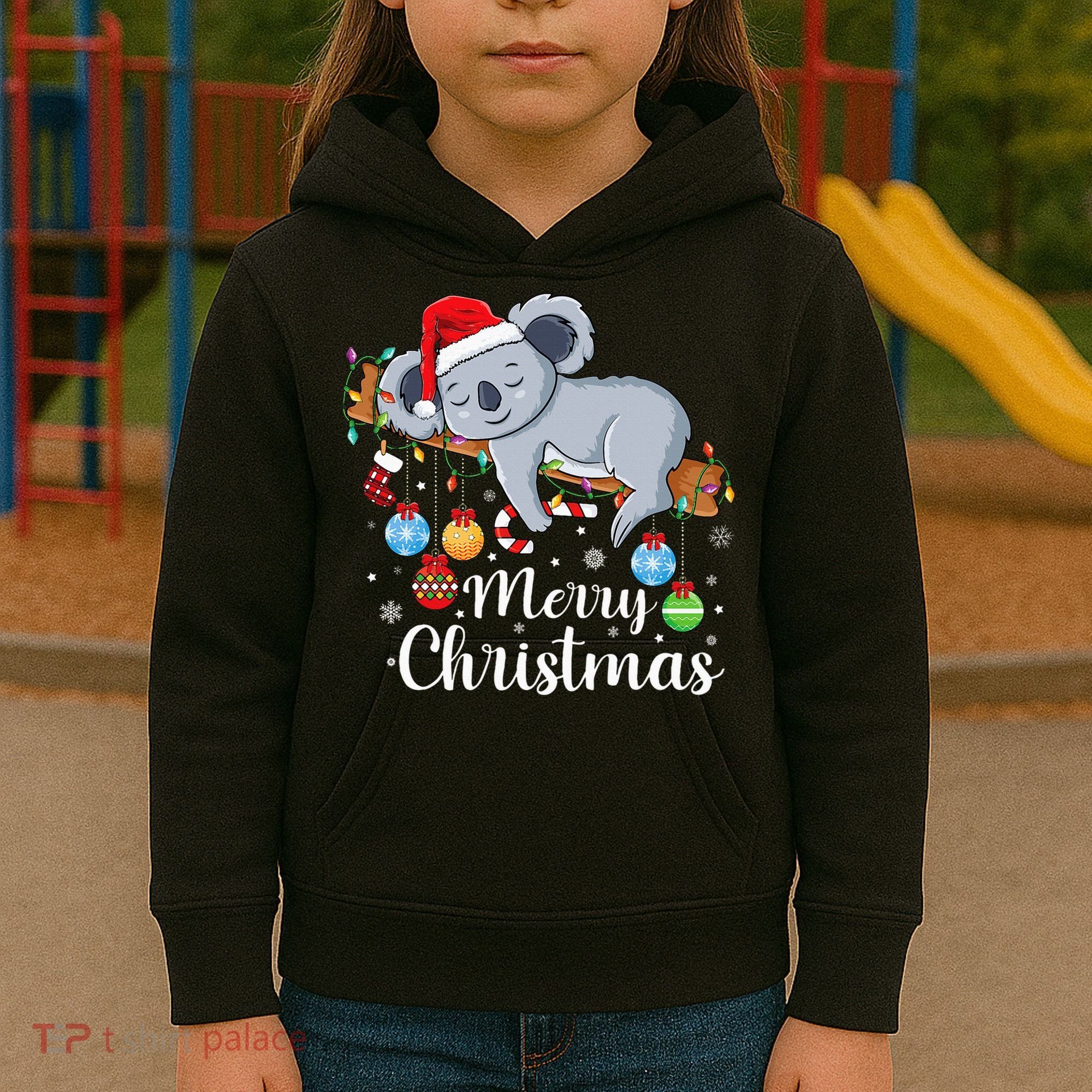 Koalalala Cute Koala Bear santa hat funny Christmas koala Kids Hoodie