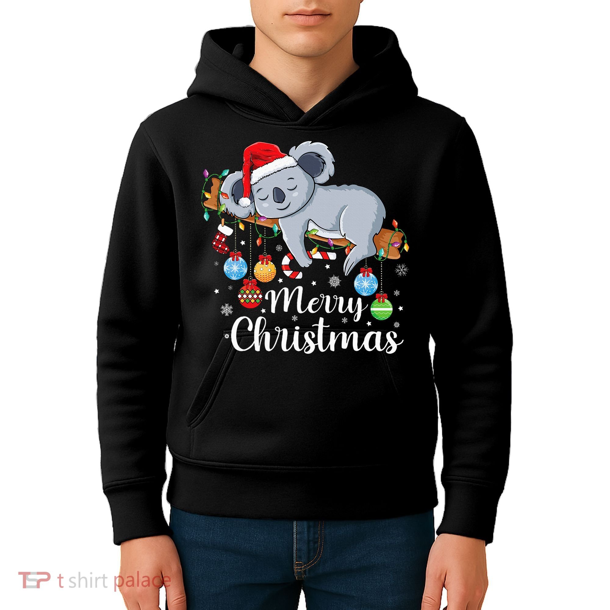 Koalalala Cute Koala Bear santa hat funny Christmas koala Kids Hoodie
