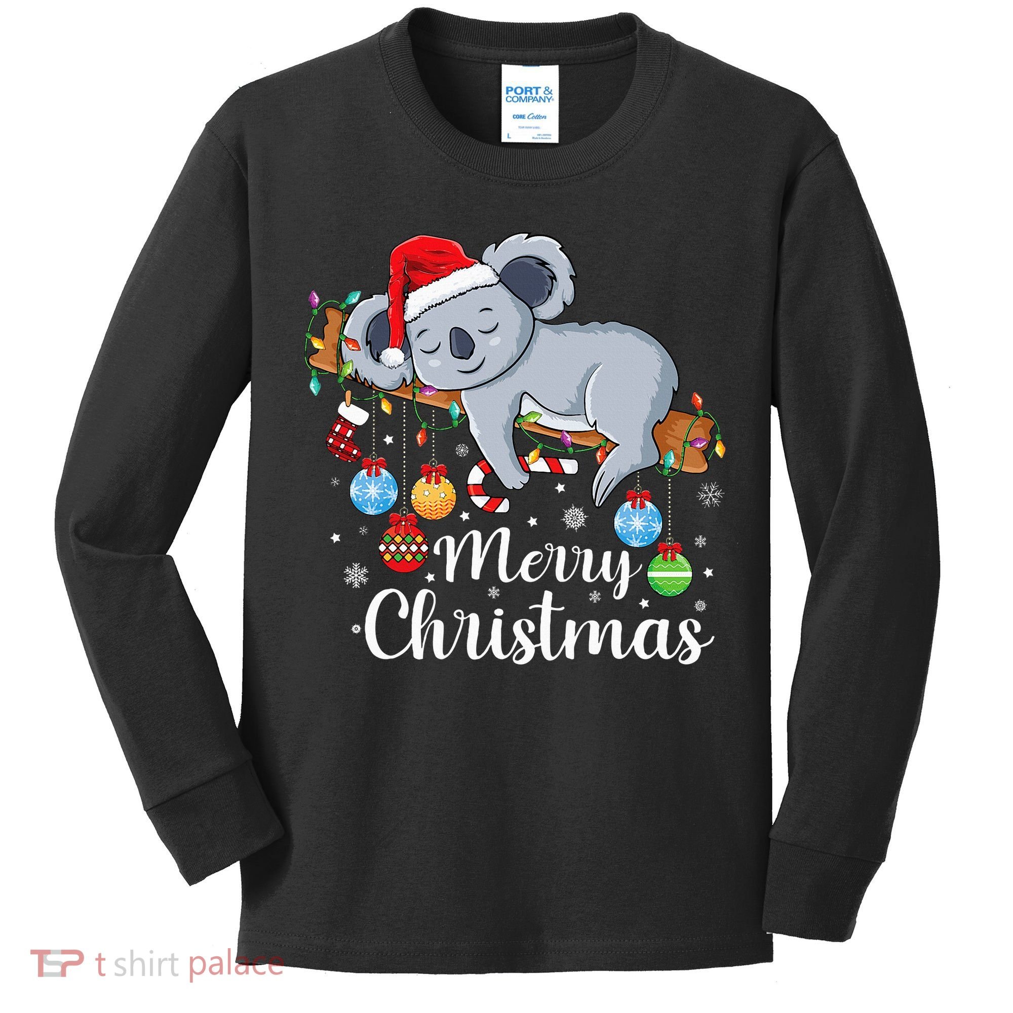 Koalalala Cute Koala Bear santa hat funny Christmas koala Kids Long Sleeve Shirt