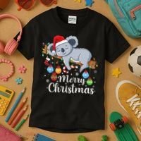 Koalalala Cute Koala Bear santa hat funny Christmas koala Kids T-Shirt thumb 3