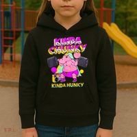 Kinda Chunky Kinda Hunky, Bodybuilding Gym Kids Hoodie thumb 3