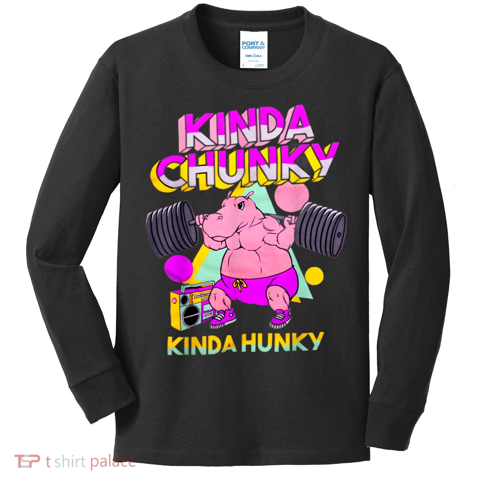 Kinda Chunky Kinda Hunky, Bodybuilding Gym Kids Long Sleeve Shirt