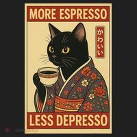 Kawaii Cat More Espresso Less Depresso - Gift For Cat Lover Women's Sweatshirt thumb 2