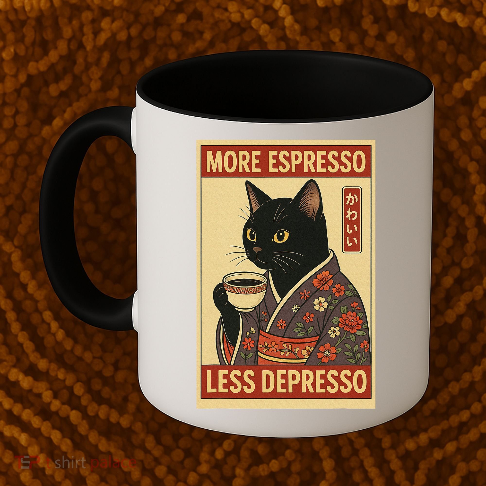 Kawaii Cat More Espresso Less Depresso - Gift For Cat Lover Coffee Mug