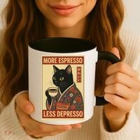 Kawaii Cat More Espresso Less Depresso - Gift For Cat Lover Coffee Mug thumb 3