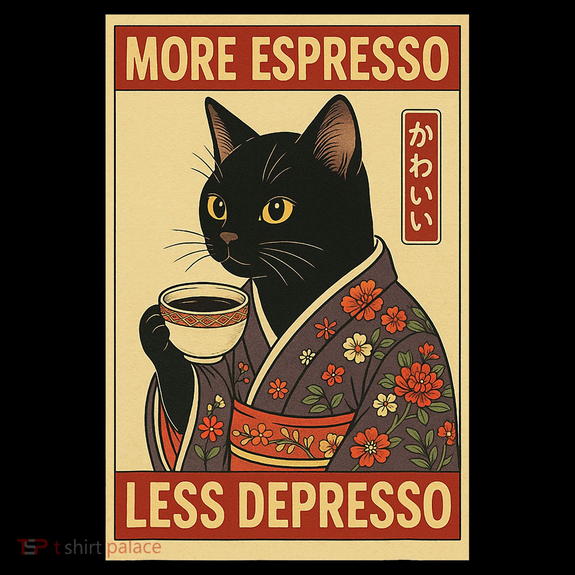 Kawaii Cat More Espresso Less Depresso - Gift For Cat Lover Coffee Mug