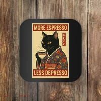 Kawaii Cat More Espresso Less Depresso - Gift For Cat Lover Coaster thumb 0