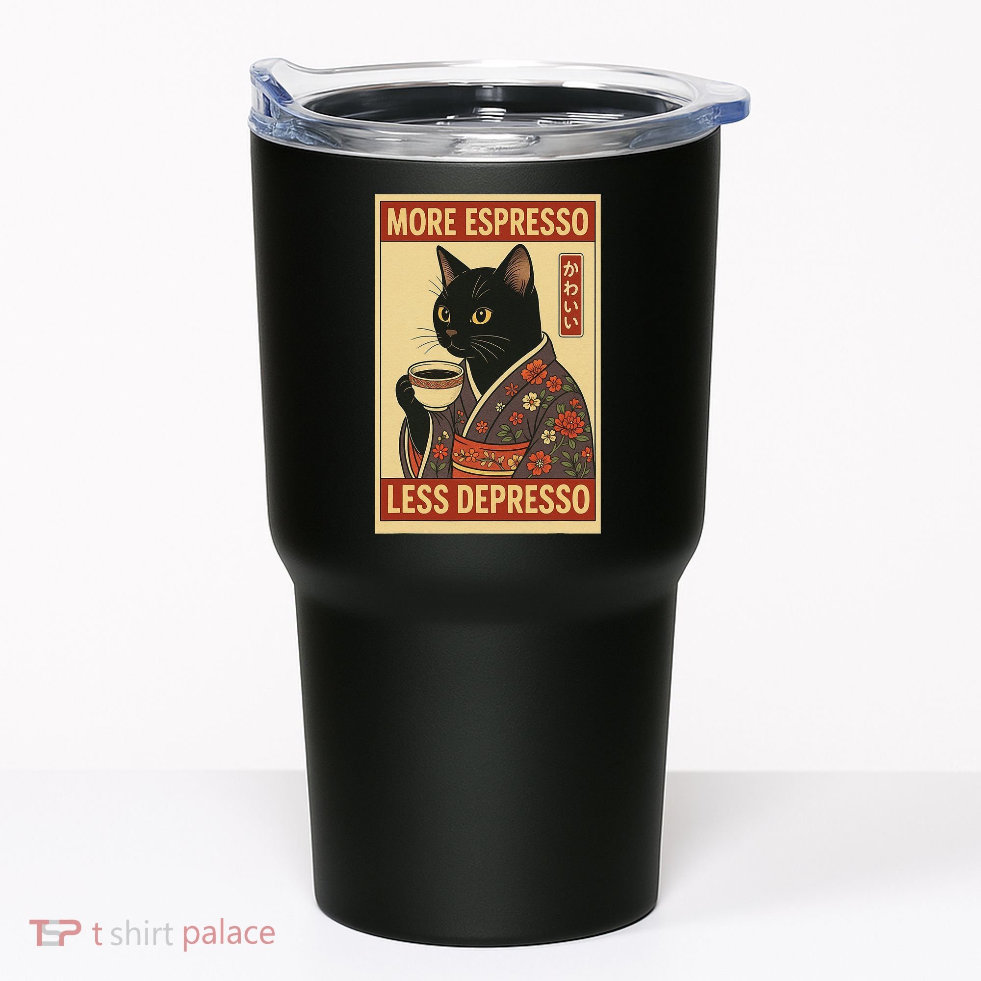 Kawaii Cat More Espresso Less Depresso - Gift For Cat Lover Tumbler