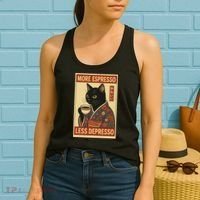 Kawaii Cat More Espresso Less Depresso - Gift For Cat Lover Women's Tank Top thumb 2