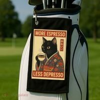 Kawaii Cat More Espresso Less Depresso - Gift For Cat Lover Golf Towel thumb 2
