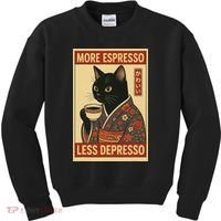 Kawaii Cat More Espresso Less Depresso - Gift For Cat Lover Kids Sweatshirt thumb 0