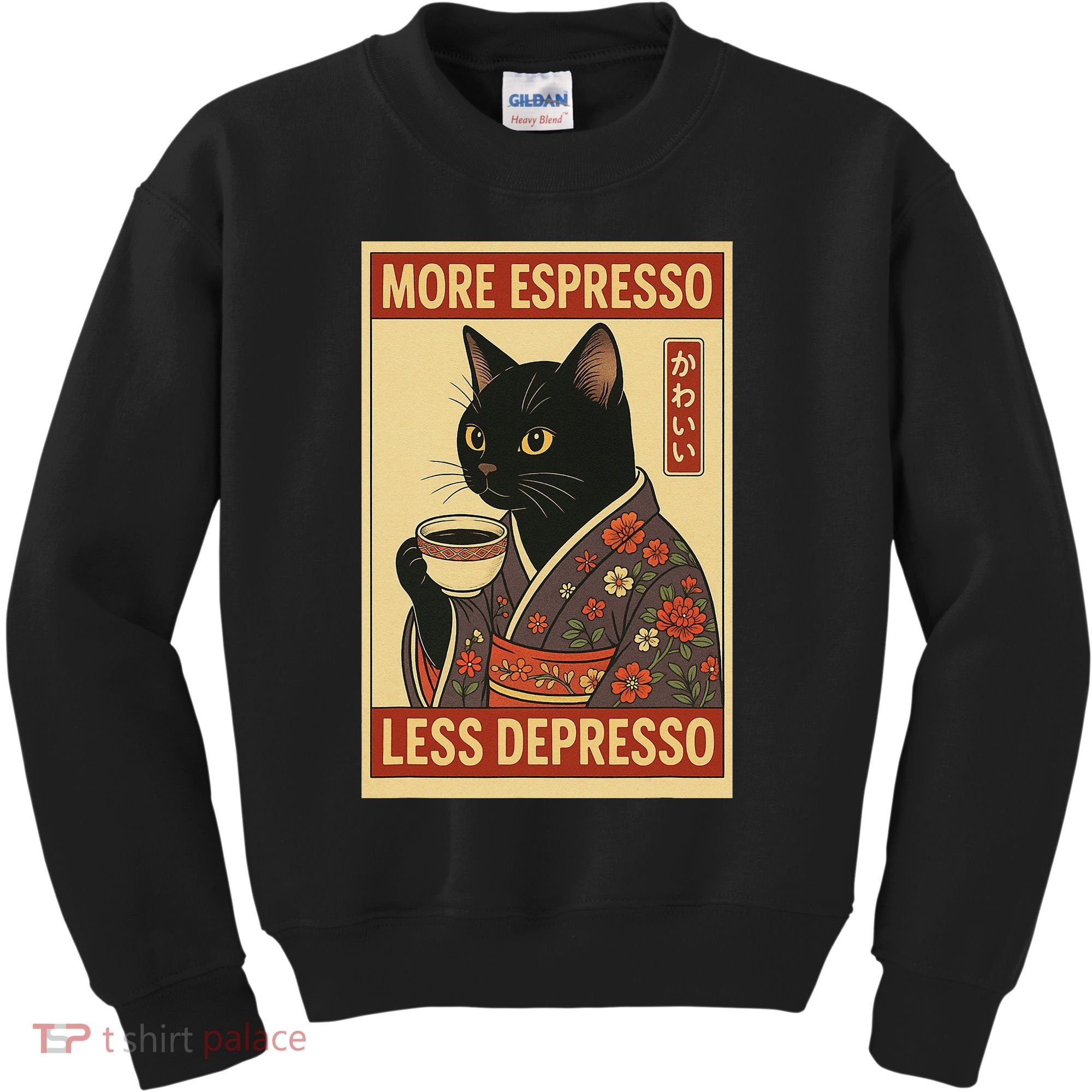 Kawaii Cat More Espresso Less Depresso - Gift For Cat Lover Kids Sweatshirt