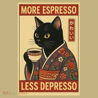 Kawaii Cat More Espresso Less Depresso - Gift For Cat Lover Long Sleeve Shirt thumb 2