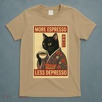 Kawaii Cat More Espresso Less Depresso - Gift For Cat Lover T-Shirt thumb 5