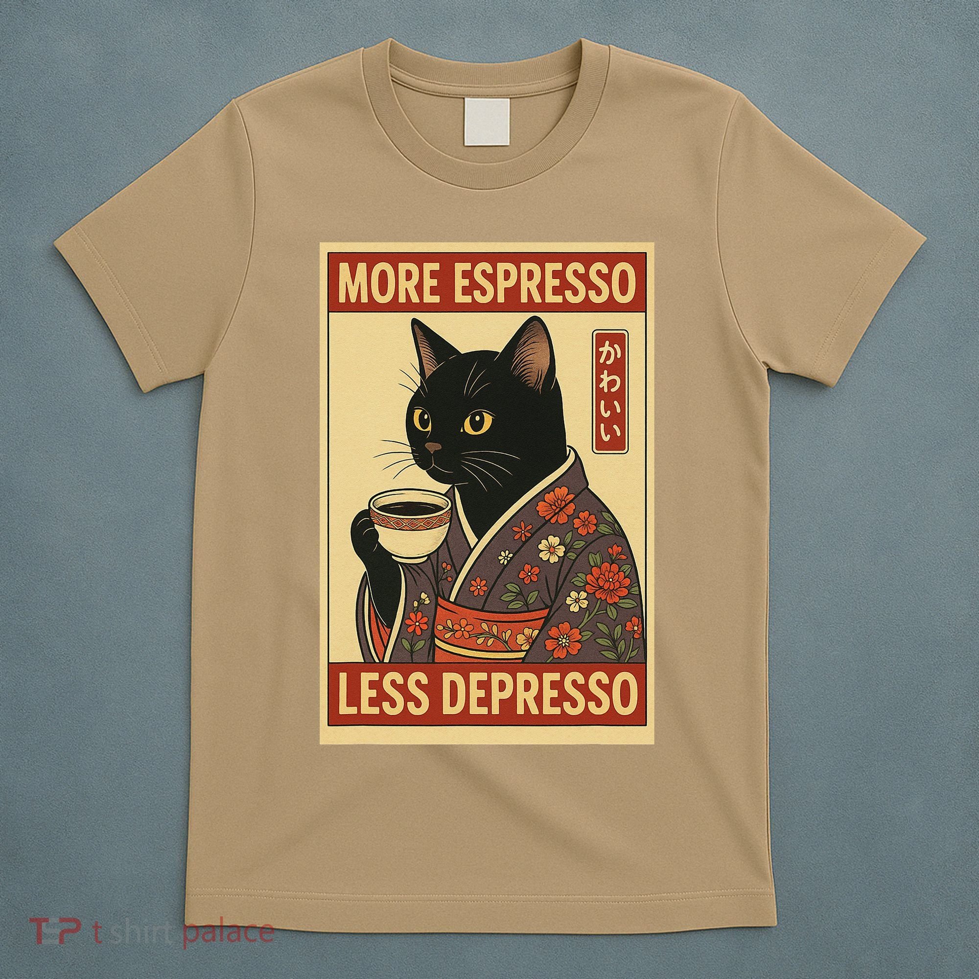 Kawaii Cat More Espresso Less Depresso - Gift For Cat Lover T-Shirt