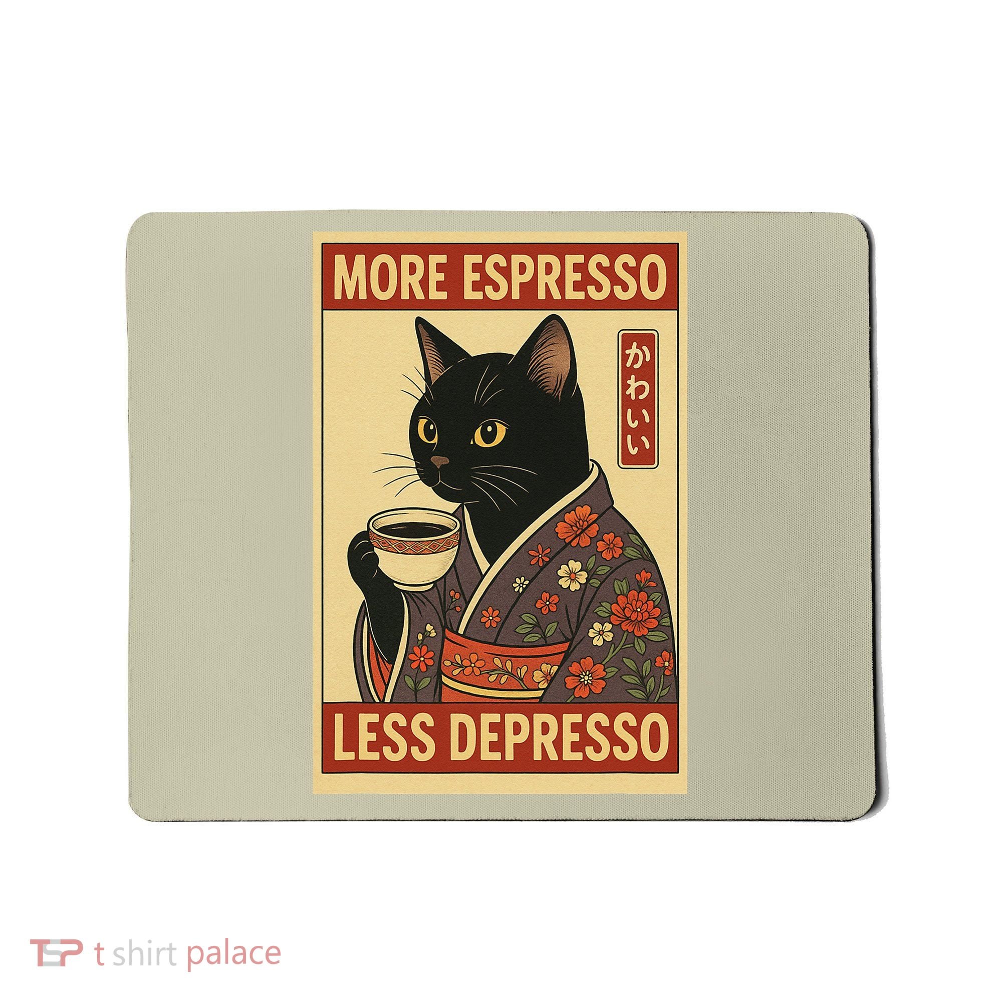 Kawaii Cat More Espresso Less Depresso - Gift For Cat Lover Mousepad