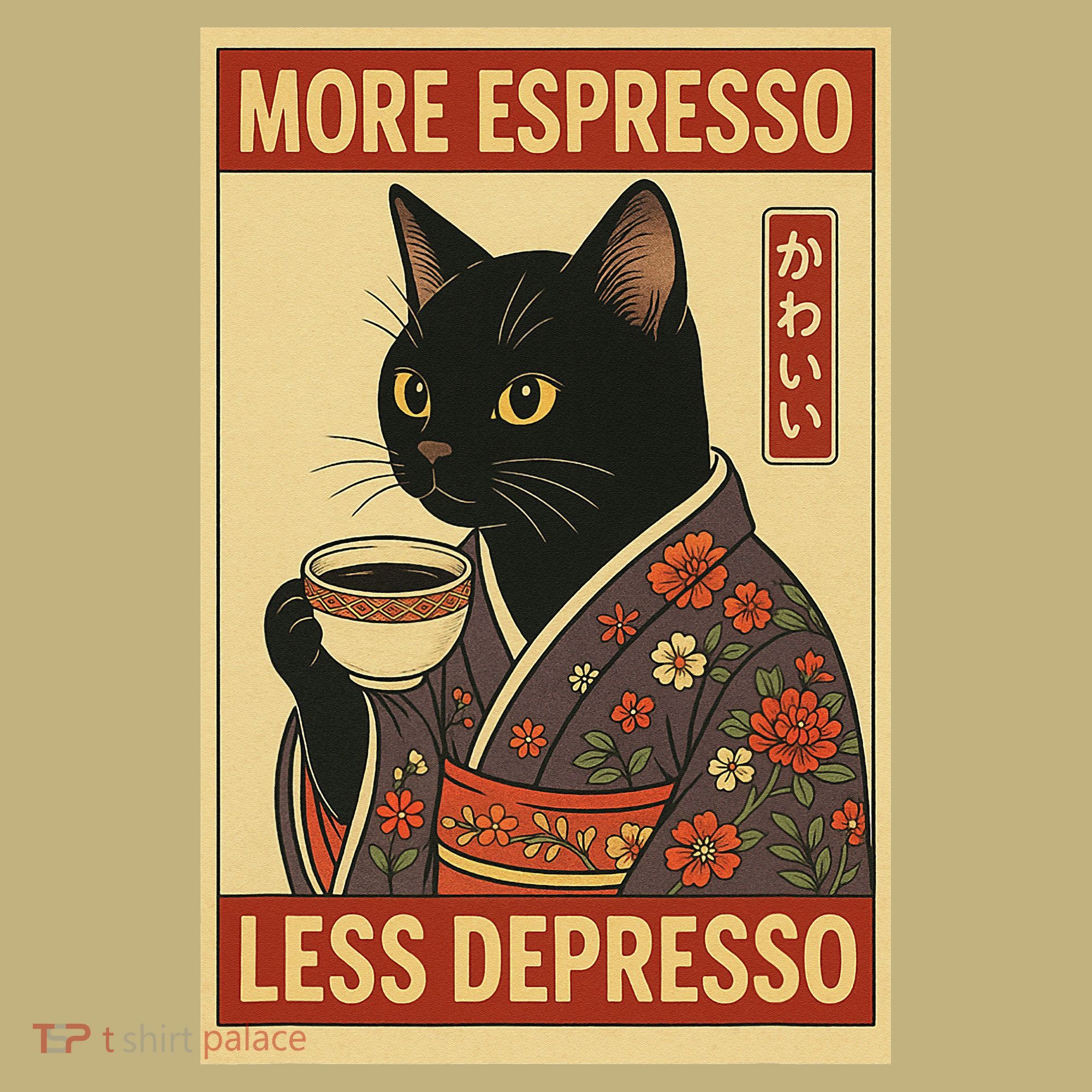 Kawaii Cat More Espresso Less Depresso - Gift For Cat Lover Mousepad