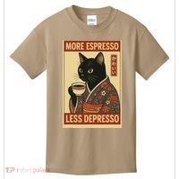 Kawaii Cat More Espresso Less Depresso - Gift For Cat Lover Kids T-Shirt thumb 0
