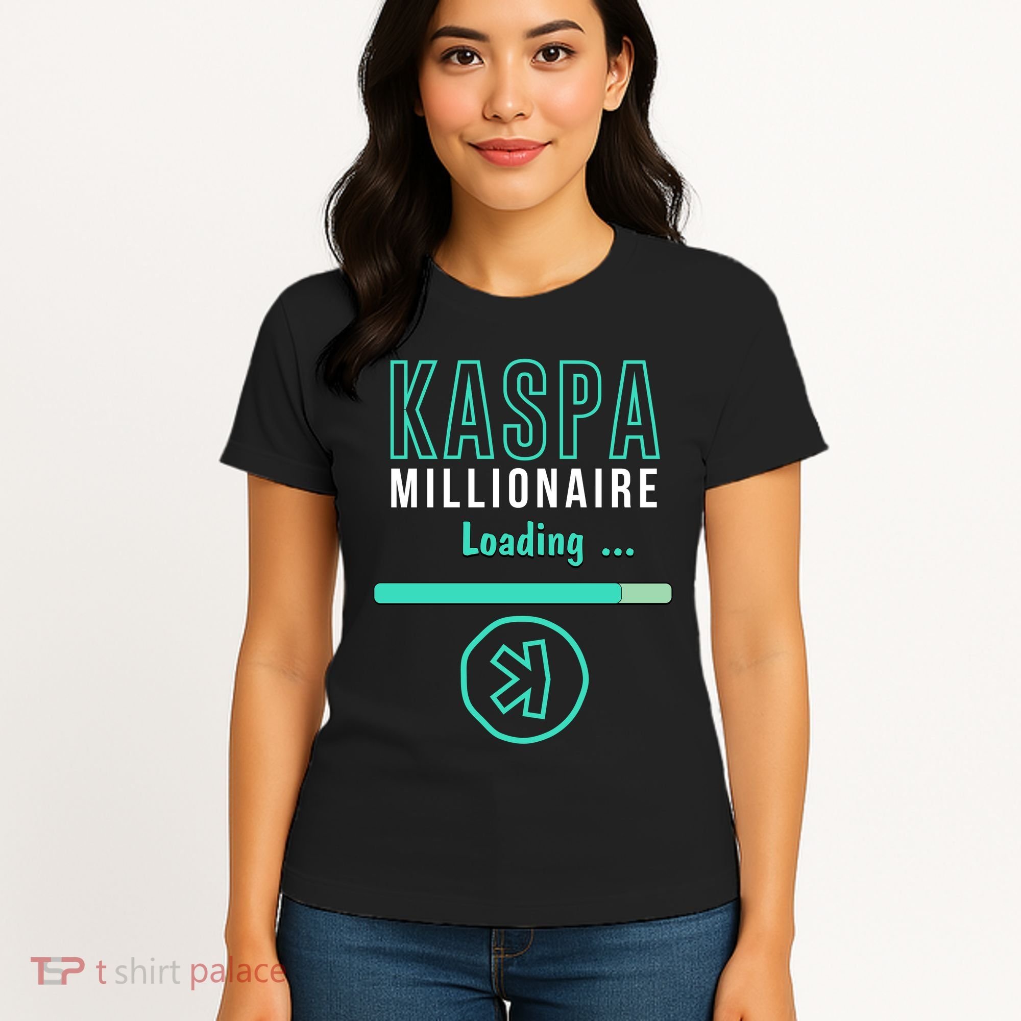 Kaspa Crypto Millionaire Loading Digital Bullrun Kaspa Miner Women's T-Shirt