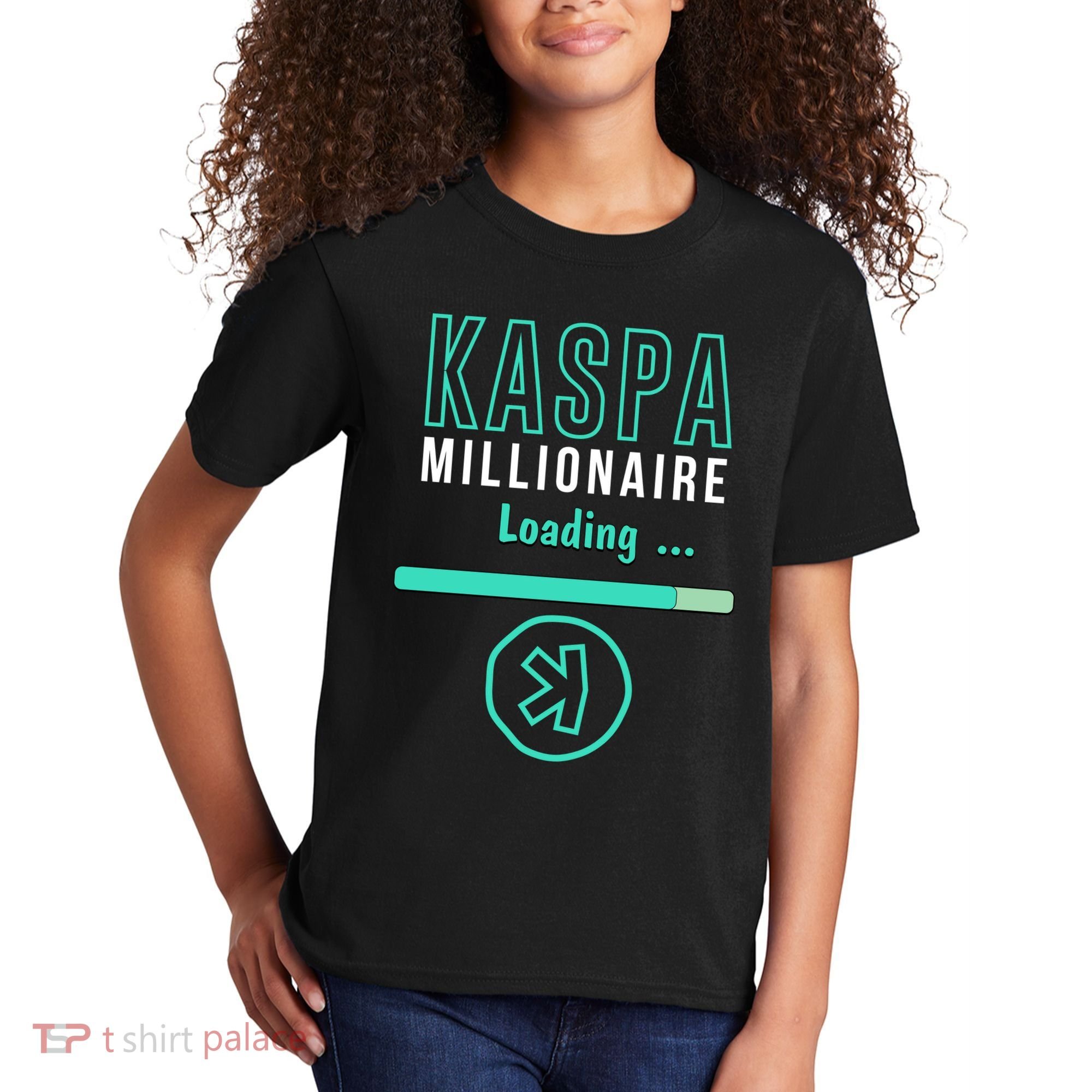 Kaspa Crypto Millionaire Loading Digital Bullrun Kaspa Miner Kids T-Shirt