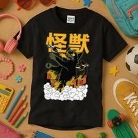 Kaiju Cat Monster - Anime Japanese Monster Kids T-Shirt thumb 3