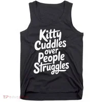 Kitty Cuddles Over People Struggles Funny Cat Lover Tank Top thumb 0