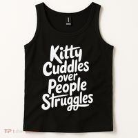 Kitty Cuddles Over People Struggles Funny Cat Lover Tank Top thumb 2