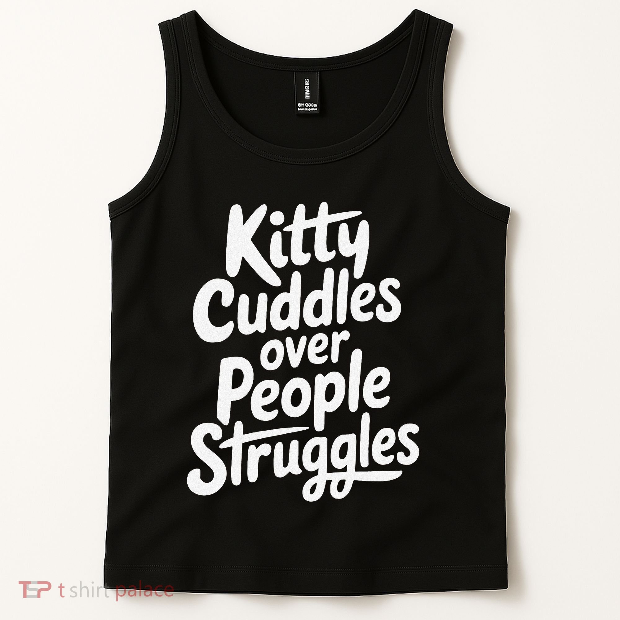 Kitty Cuddles Over People Struggles Funny Cat Lover Tank Top