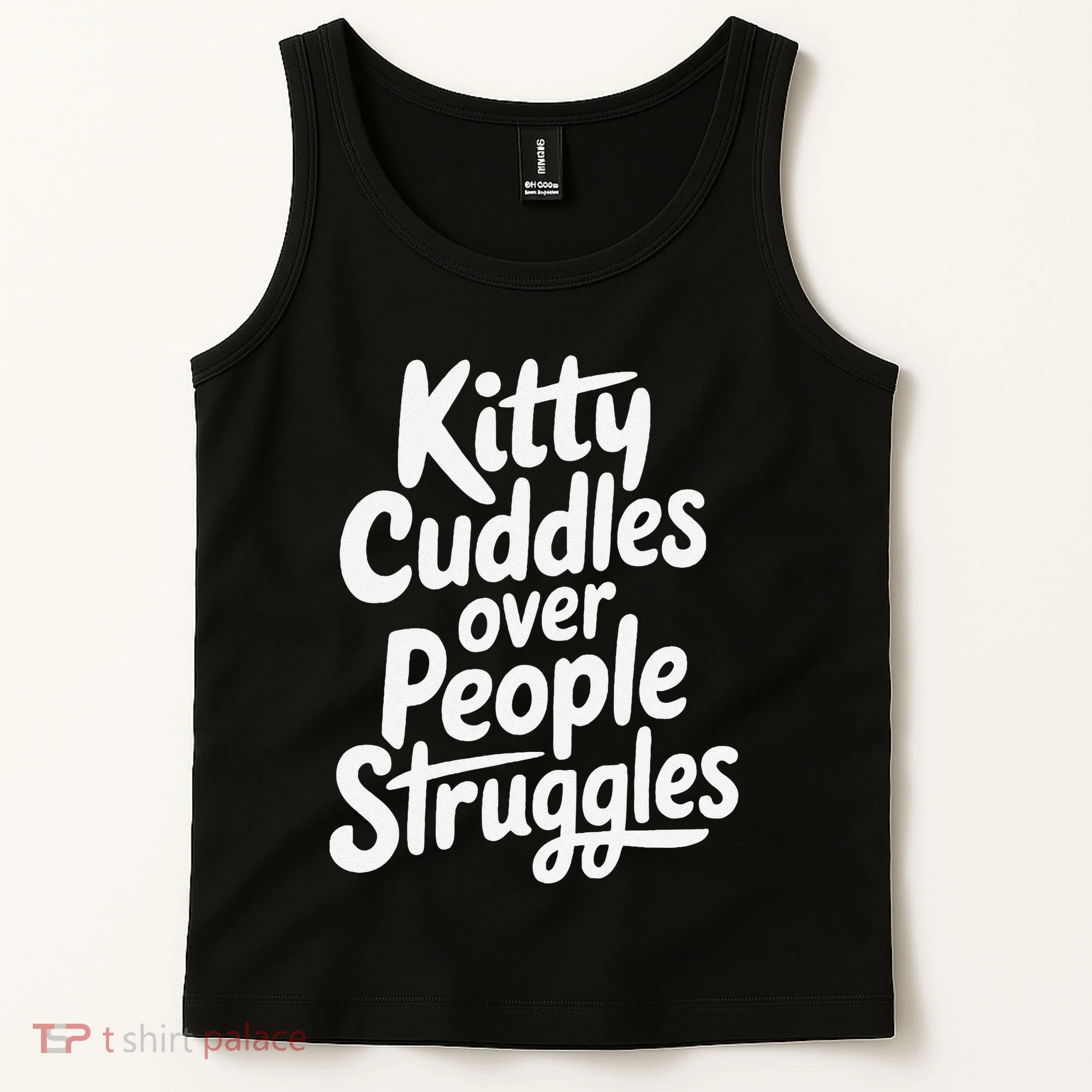 Kitty Cuddles Over People Struggles Funny Cat Lover Tank Top