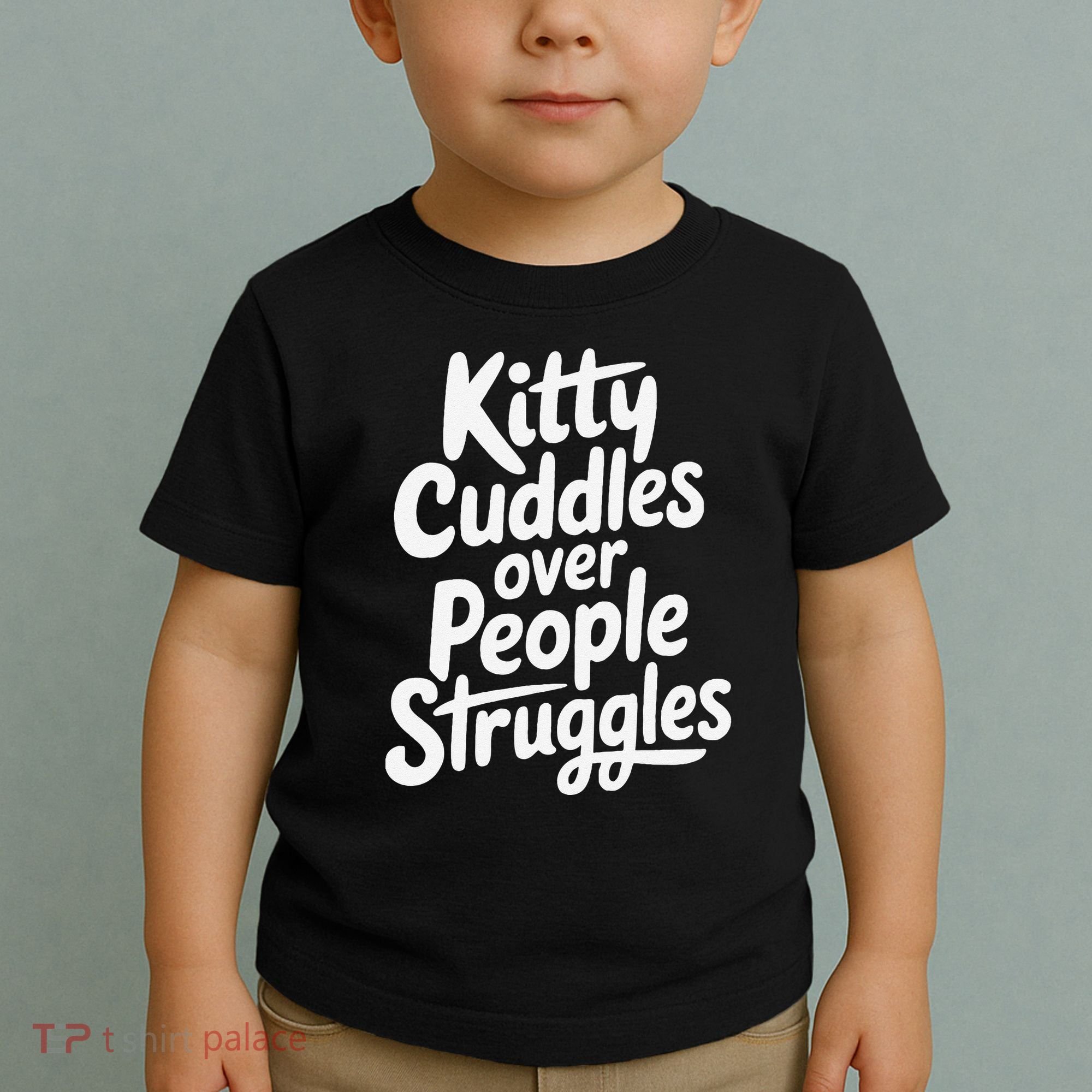 Kitty Cuddles Over People Struggles Funny Cat Lover Toddler T-Shirt