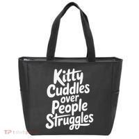 Kitty Cuddles Over People Struggles Funny Cat Lover Tote Bag thumb 0