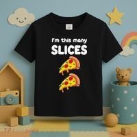 Kids Cute Pizza 2nd Birthday Im This Many Slices 2 Year Old Toddler T-Shirt thumb 3