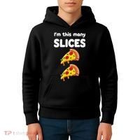 Kids Cute Pizza 2nd Birthday Im This Many Slices 2 Year Old Kids Hoodie thumb 4