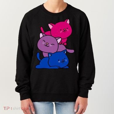 Kawaii Cat Pile Bisexual Pride Flag Cute Gift Women's Sweatshirt