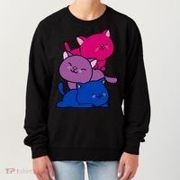Kawaii Cat Pile Bisexual Pride Flag Cute Gift Women's Sweatshirt thumb 0
