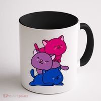 Kawaii Cat Pile Bisexual Pride Flag Cute Gift Coffee Mug thumb 1