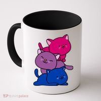 Kawaii Cat Pile Bisexual Pride Flag Cute Gift Coffee Mug thumb 0