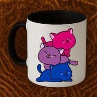 Kawaii Cat Pile Bisexual Pride Flag Cute Gift Coffee Mug thumb 2