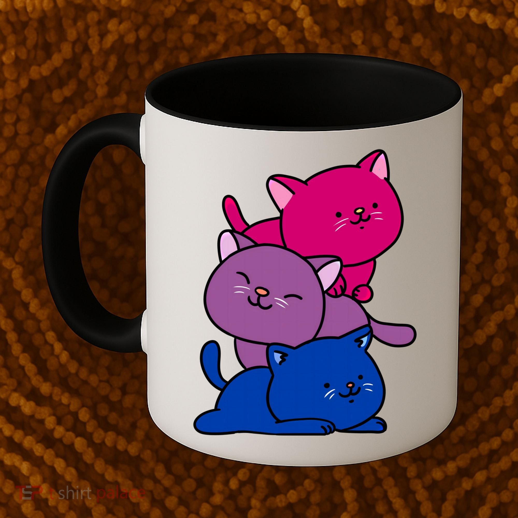 Kawaii Cat Pile Bisexual Pride Flag Cute Gift Coffee Mug