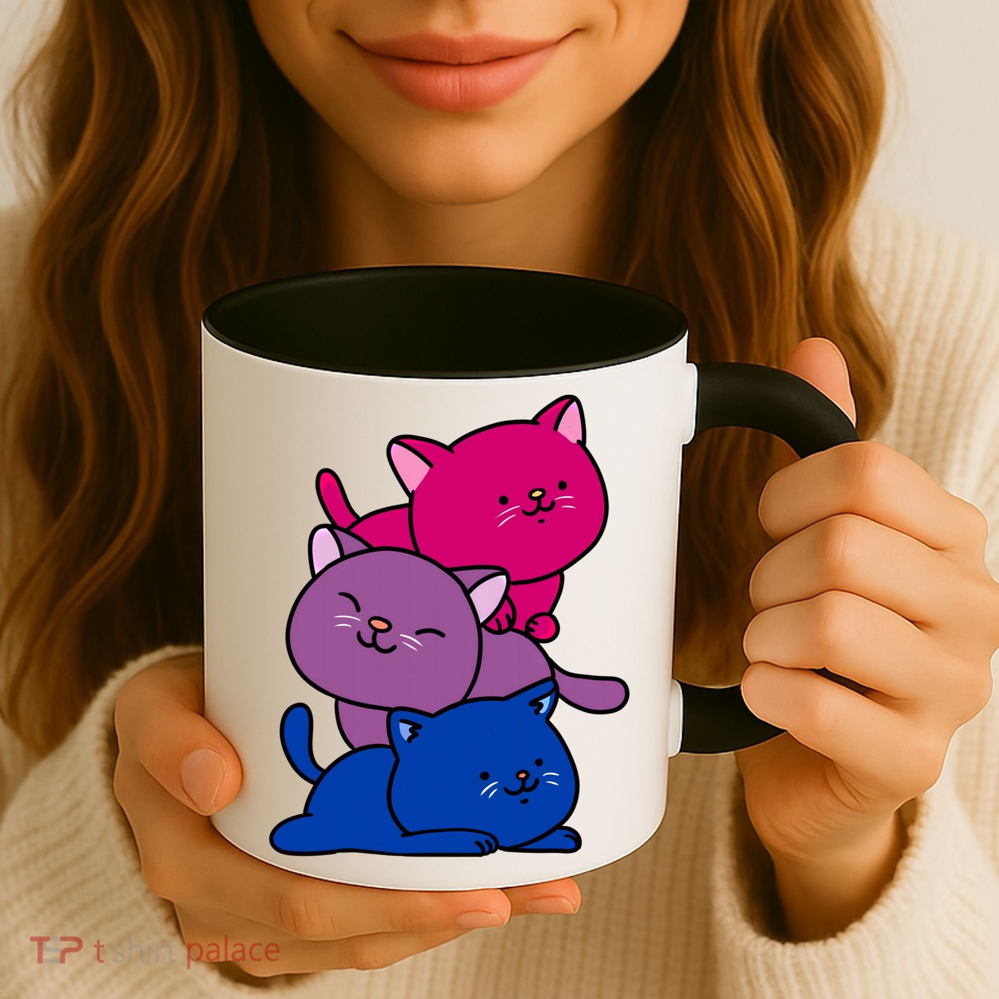Kawaii Cat Pile Bisexual Pride Flag Cute Gift Coffee Mug