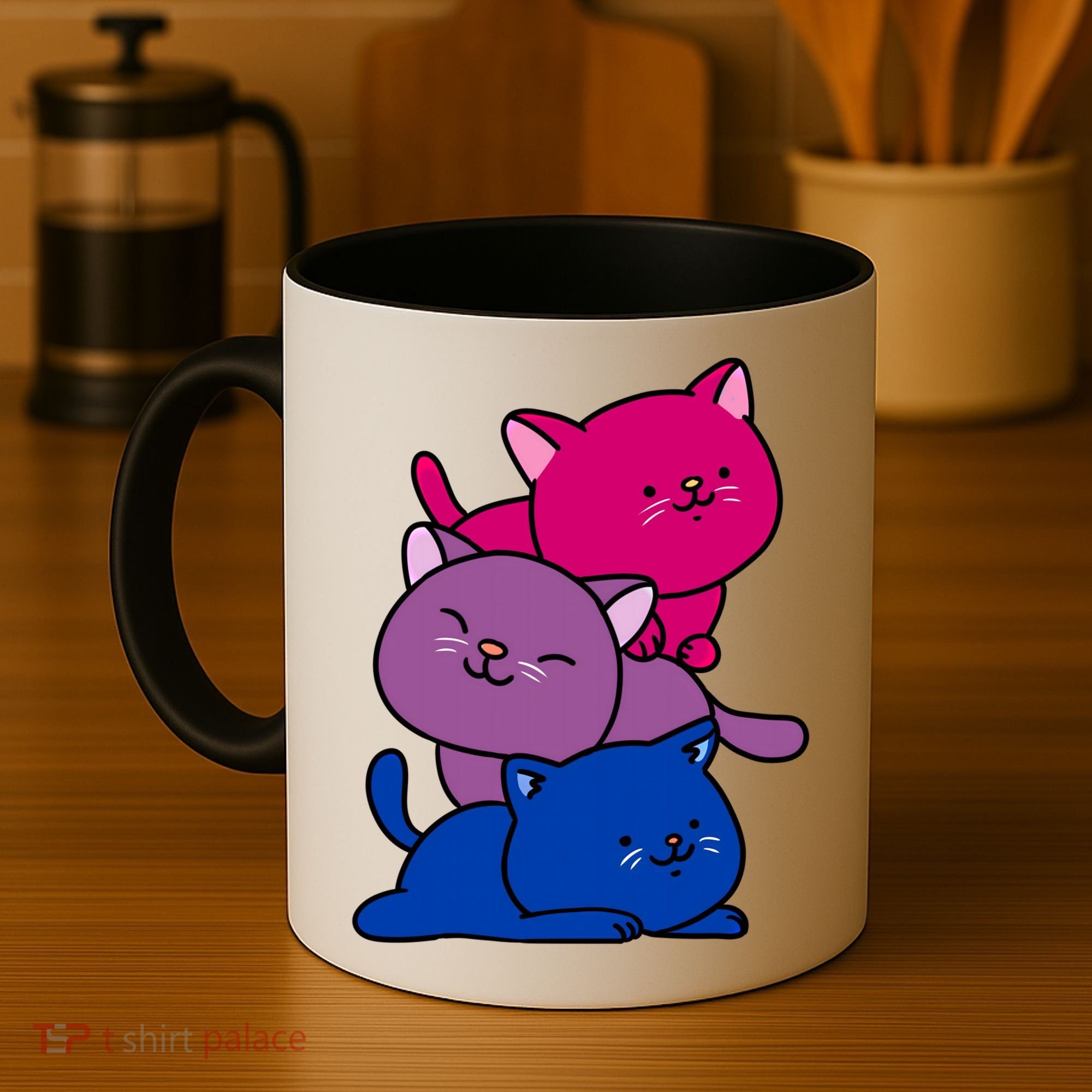 Kawaii Cat Pile Bisexual Pride Flag Cute Gift Coffee Mug