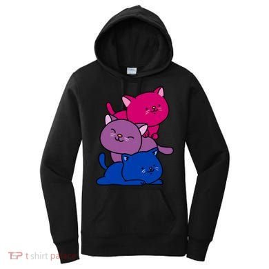 Kawaii Cat Pile Bisexual Pride Flag Cute Gift Women's Hoodie